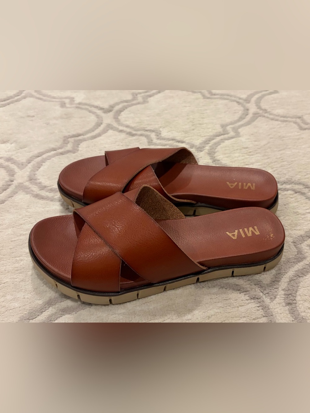 Mia Elissa Slides, Cognac size 7.5